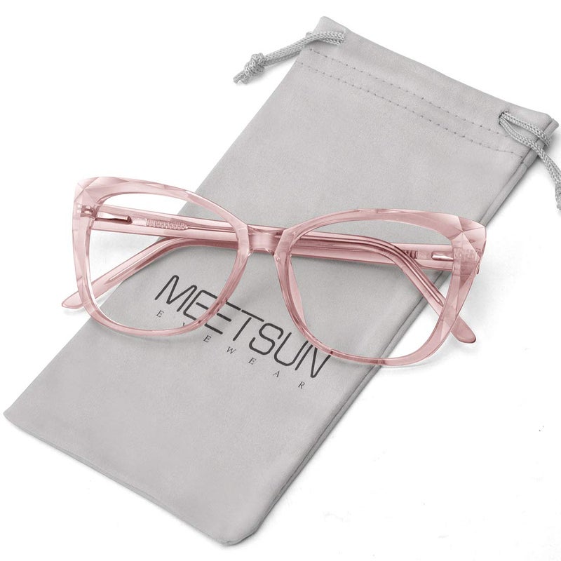 MEETSUN Blue Light Blocking Glasses for Women Anti Eyestrain Filter Blue Ray Computer Game GlasseUVReduce Glare Lens Pink Frame